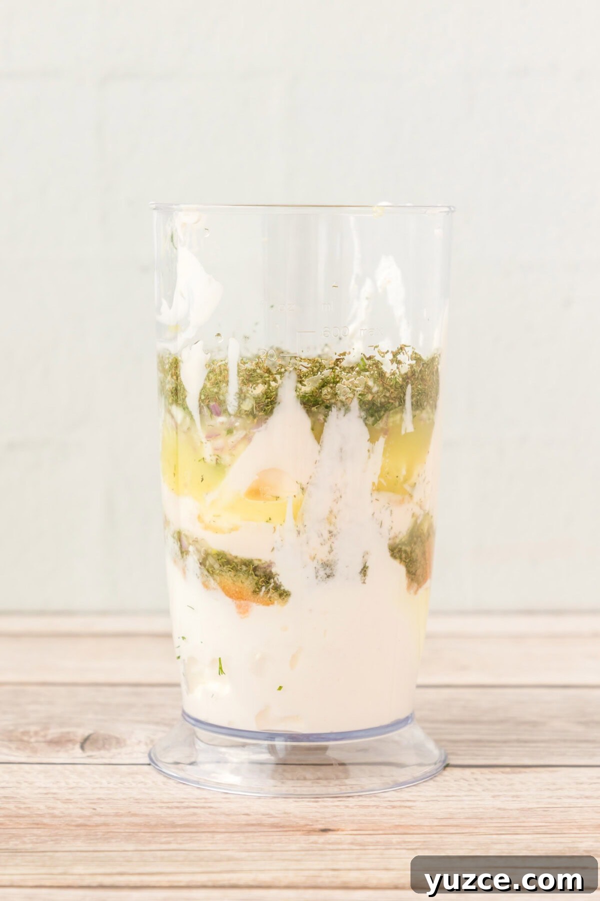 dill dip ingredients in a blender