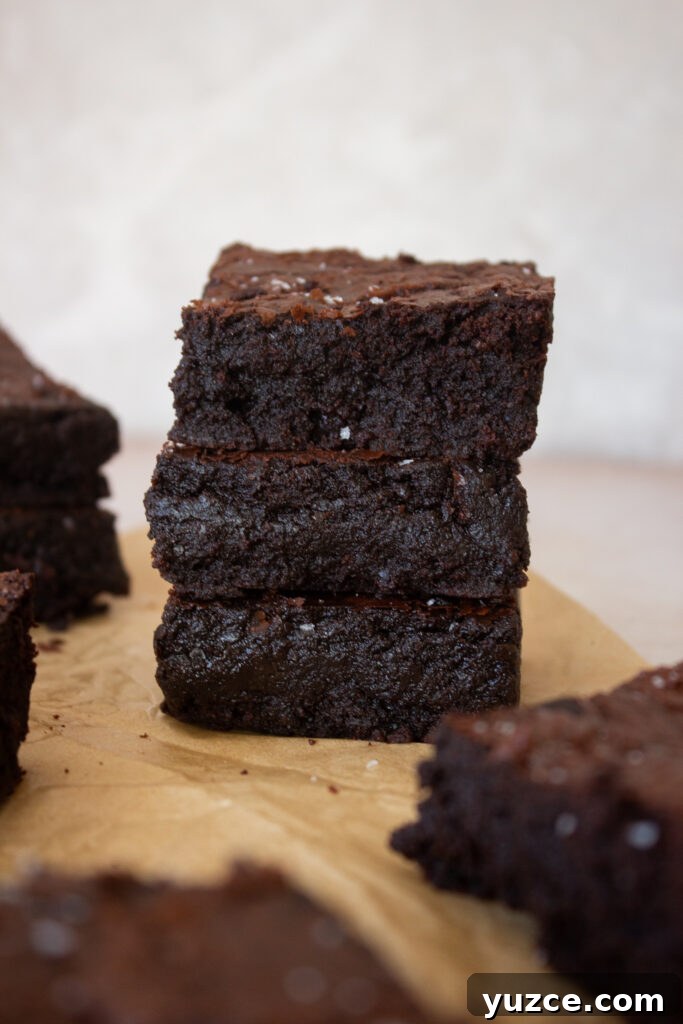 Fudgy Espresso Brownies with Rich Coffee Flavor 3 Brownies on plate