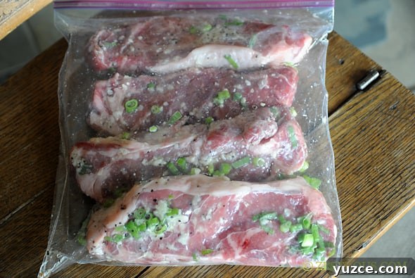 marinating steak.