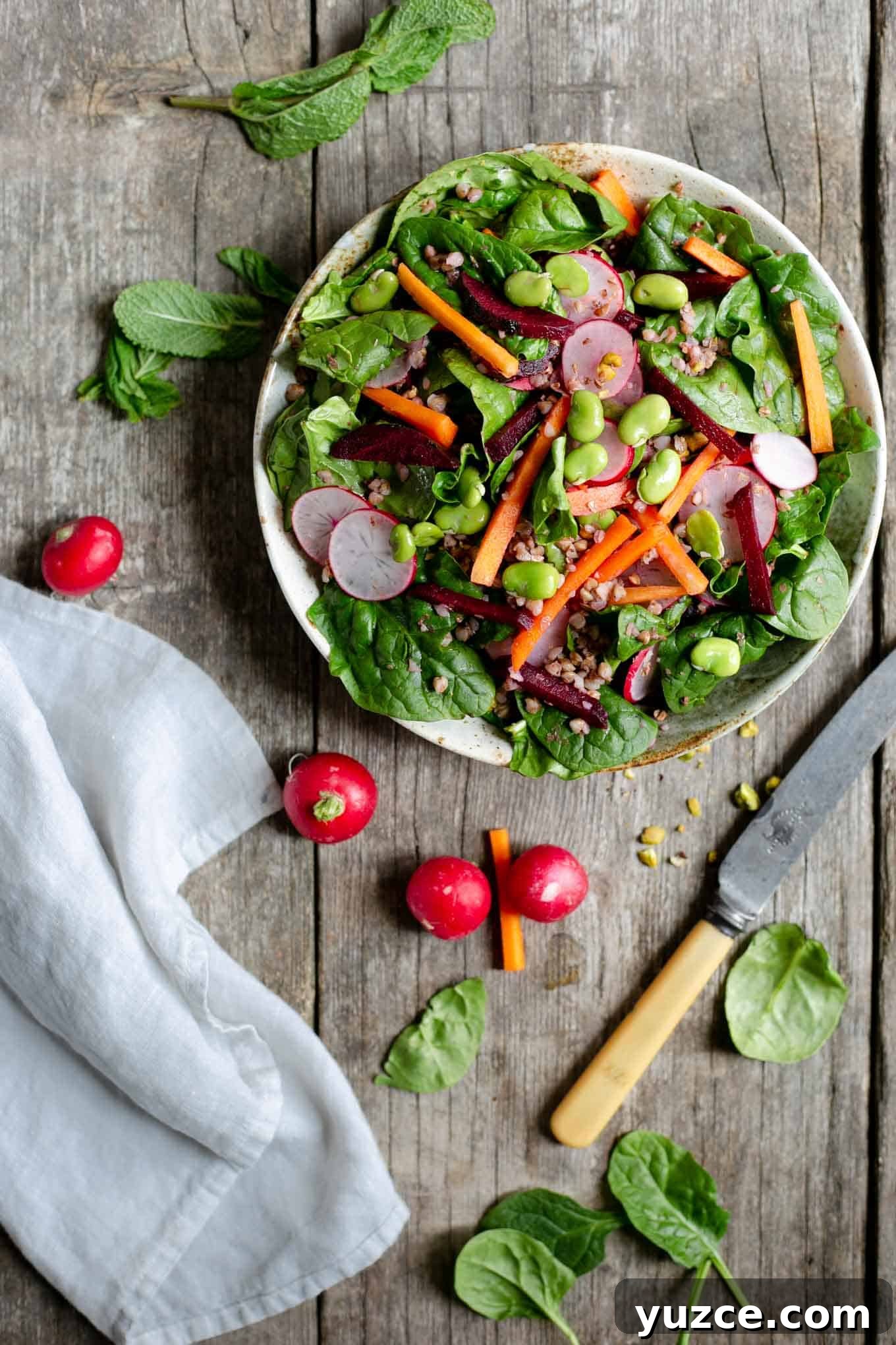 Crisp Spinach and Beetroot Salad with Tangy Citrus Dressing 7 Super clean spinach and beetroot salad #saladrecipe #veganfood #plantbased #foodphotography | via @annabanana.co