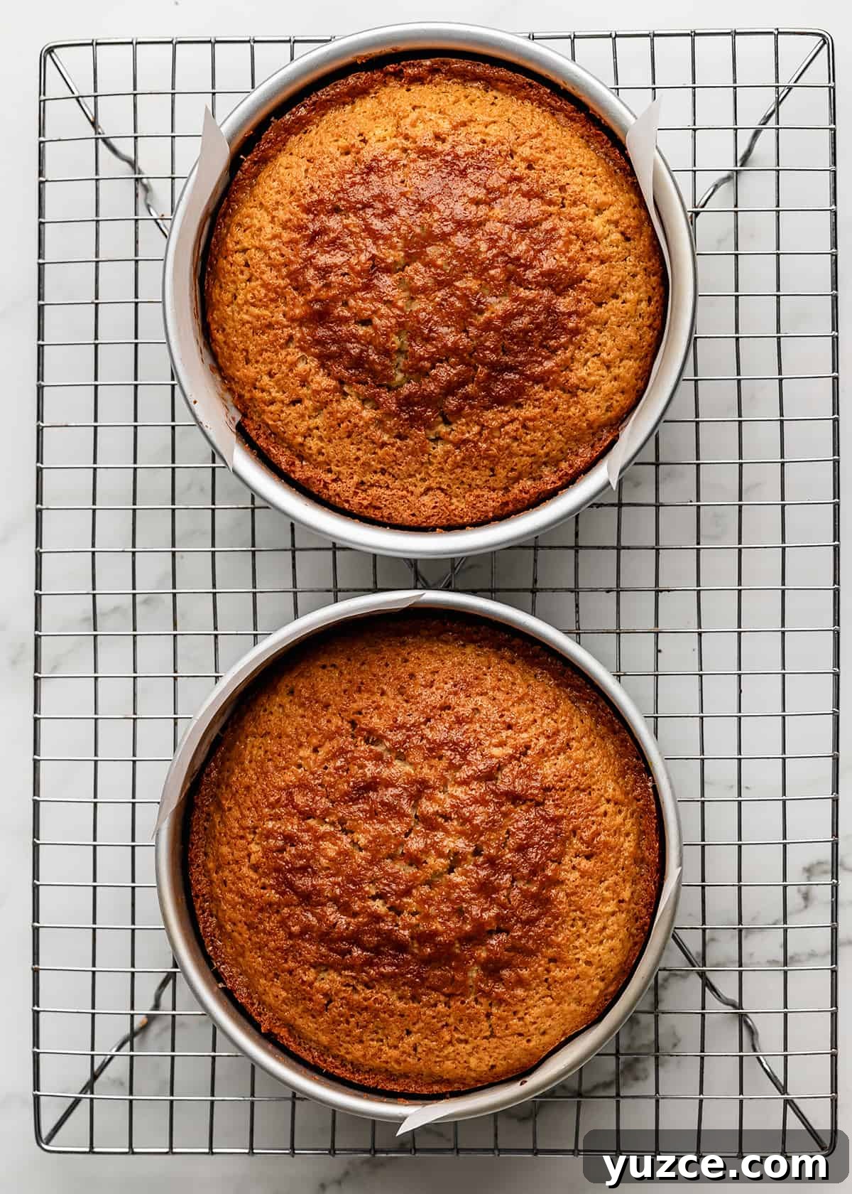 Moist Coconut Layer Cake Recipe 12 how to make coconut cake- baked cakes in two pans on a wire cooling rack