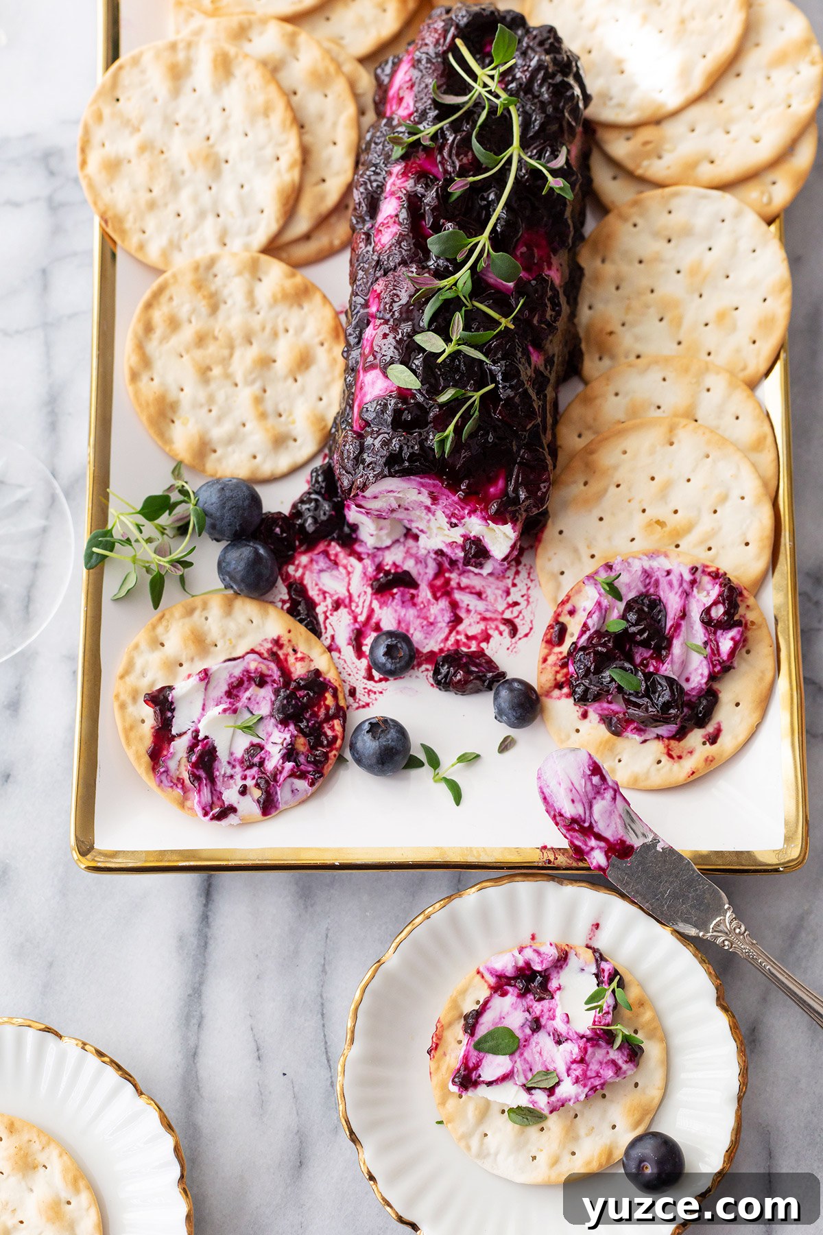 Creamy Goat Cheese Log with Blueberries and Honey 9 Blueberry Goat Cheese Log Appetizer