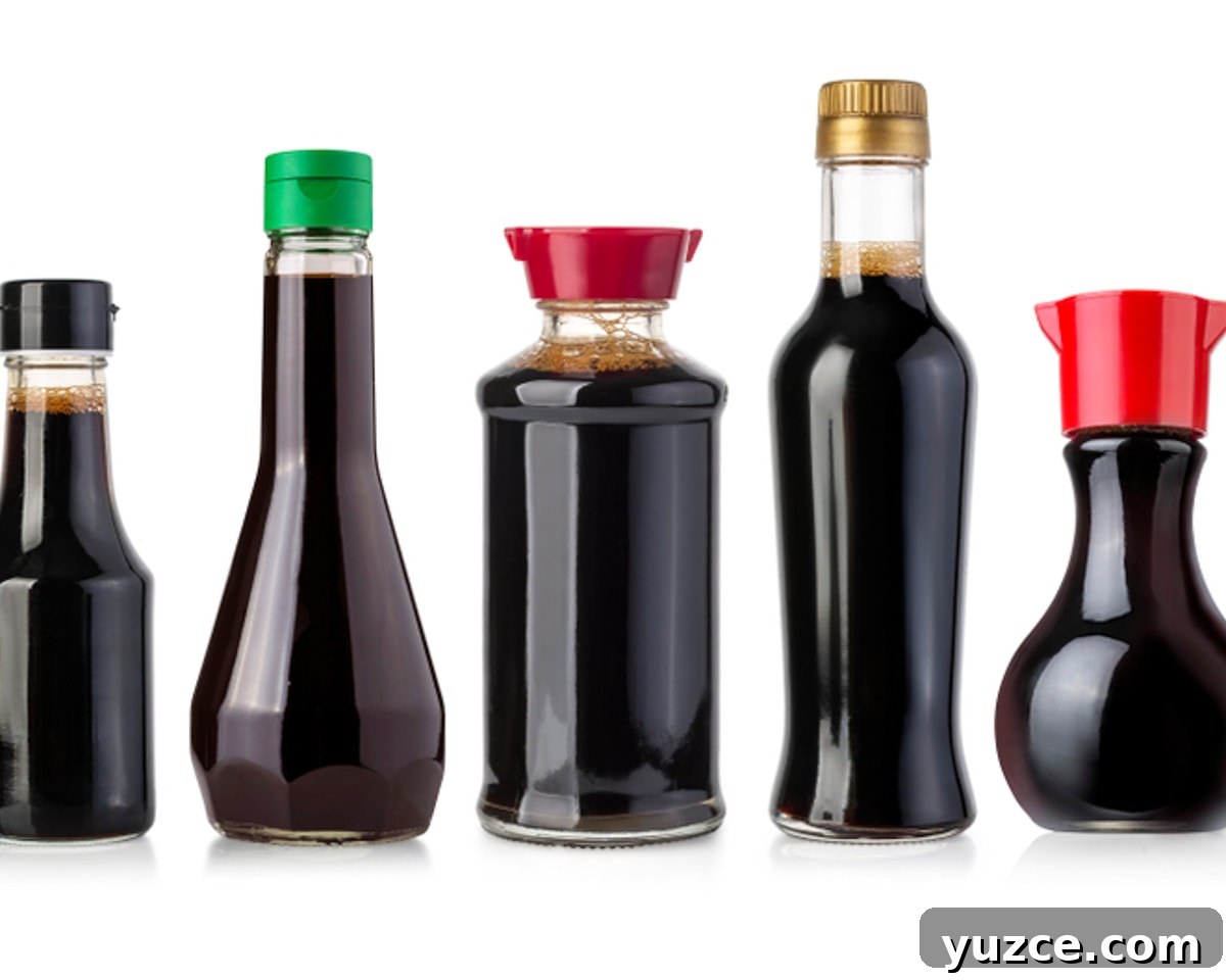 Top Substitutes for Coconut Aminos: Soy & Allergen-Free Options 3 Various bottles of soy sauces in different shapes and sizes.