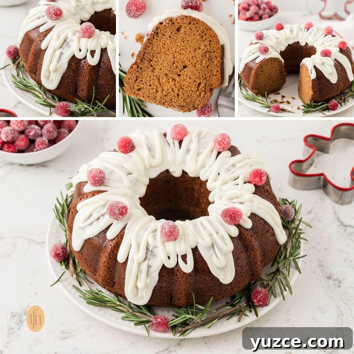 A collage of 4 bundt cake images.