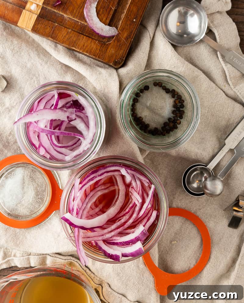 Crisp Quick Pickled Red Onions for Tacos, Salads, & Sandwiches 5 how to make pickled red onions