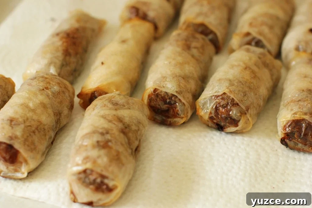 Gluten-Free Beef Sausage Rolls with Creamy Tzatziki Dip 3 baked gluten free sausage rolls made with rice paper wrappers