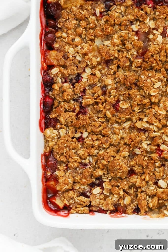 Sugared Cranberries Recipe: Simple Steps for Sparkling Cranberry Garnish 17 pan of bubbling gluten-free apple cranberry crisp