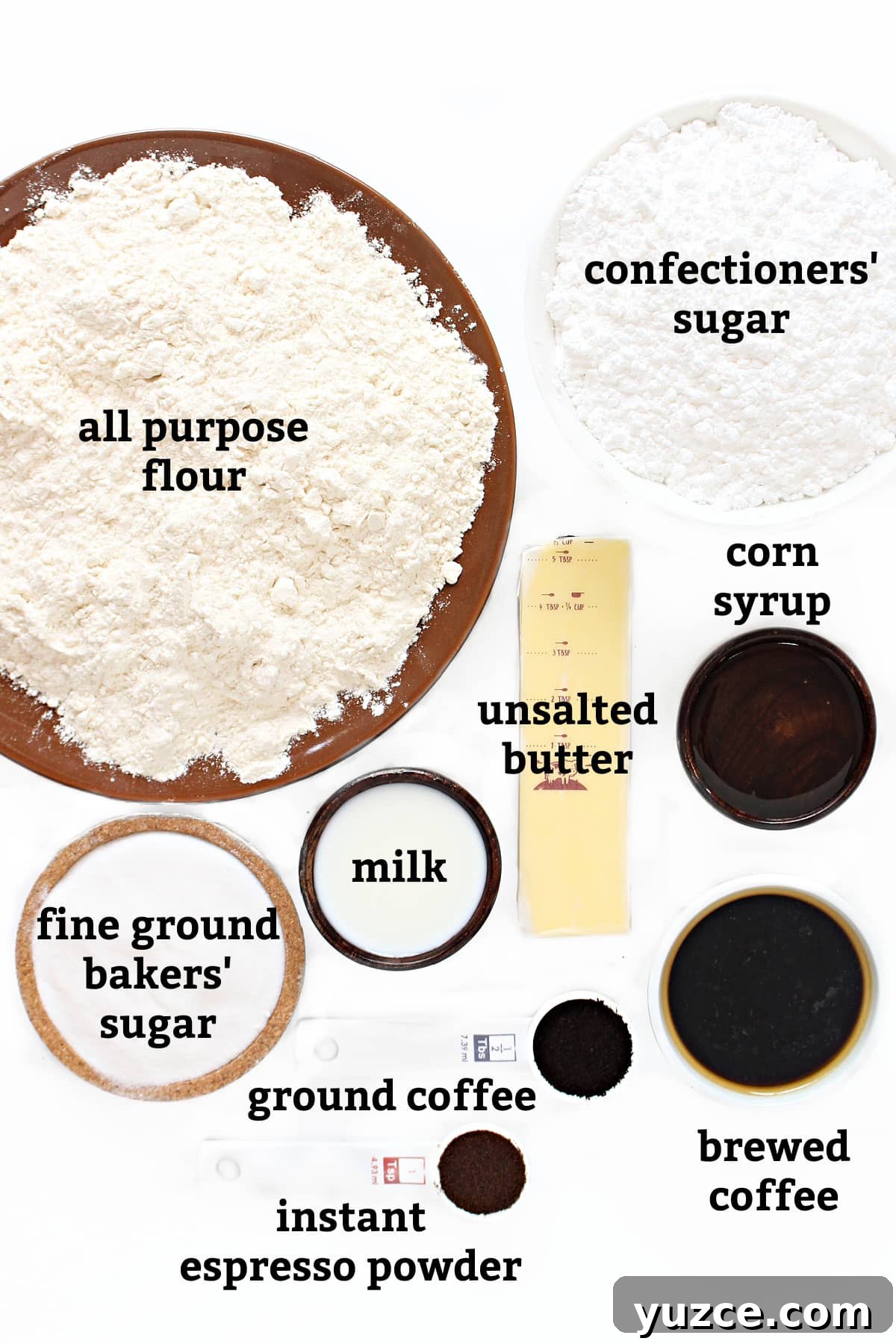 Crispy Coffee Cookies Recipe for Rich, Homemade Flavor 4 Ingredients: flour, powdered sugar, bakers sugar, milk, butter, corn syrup, ground coffee, espresso powder, brewed coffee.