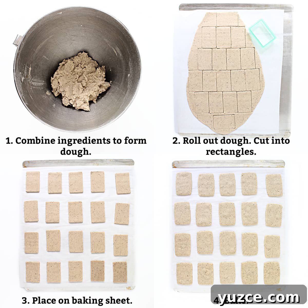 Crispy Coffee Cookies Recipe for Rich, Homemade Flavor 5 Cookie instructions: mix ingredients, roll out, cut out rectangles, place on parchment lined baking sheet, bake.