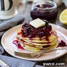 Lemony Poppy Seed Pancakes with Cherry Compote Recipe 6 Lemon Poppyseed Pancakes with Cherry Compote