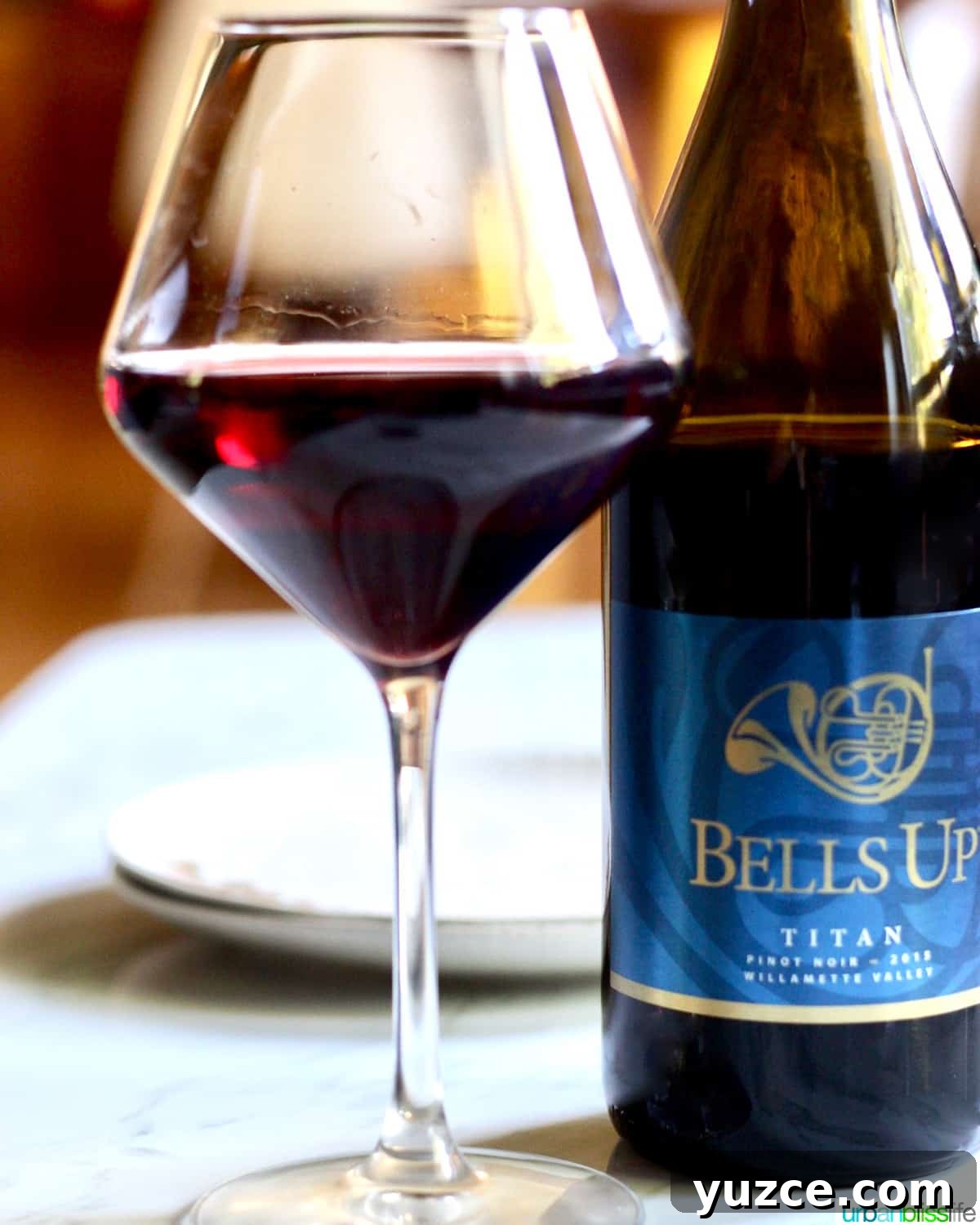Perfect Wine Pairings for Popular Pasta Dishes 14 glass of red wine next to a bottle of Bells Up Winery pinot noir.
